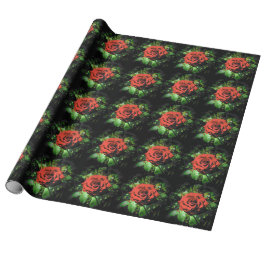 Dunkelrote Rosen Geschenkpapier