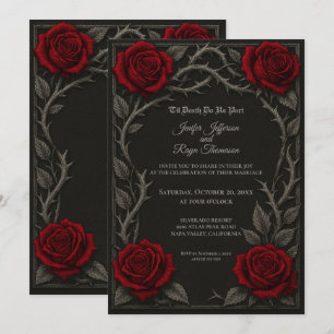 Dunkelrote Rosen Gothic Hochzeits Einladung
