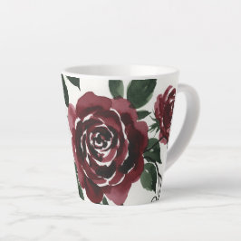 Dunkelrote Rosen Wasserfarbe Latte-Mug Milchtasse