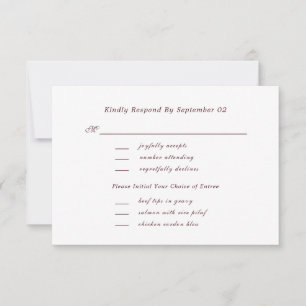 Dunkelrote Schrift Menüauswahl Chic Hochzeit RSVP