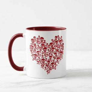 Dunkelrote Tasse des Schädelherzes