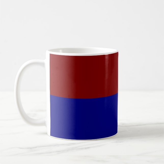 Dunkelrote und blaue Rechtecke Kaffeetasse (Links)