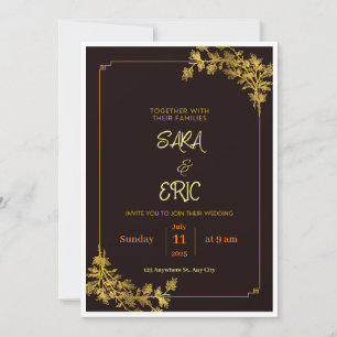 Dunkelrote und orange ästhetische Hochzeitseinladu Einladung