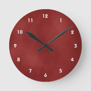 Dunkelrote weiche Beschaffenheits-Blick-Wanduhr Runde Wanduhr