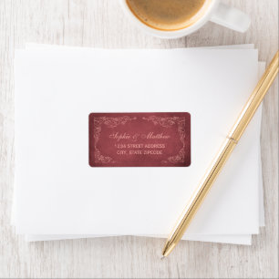 Dunkelrote Weinberg-Weinrebe Hochzeitsadresse Adressaufkleber
