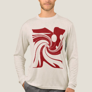 Dunkelrote wirbelnde Blumen-Vogel-Moderne-Kunst-Ab Tri-Blend Shirt