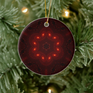 Dunkelroter Burgund-Gothic-Spitzen-Schneeflocke Keramik Ornament