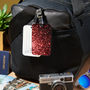 Dunkelroter falscher Glitter funkelt Glamour Gepäckanhänger