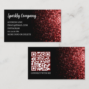 Dunkelroter falscher Glitter Schwarz eleganter QR- Visitenkarte