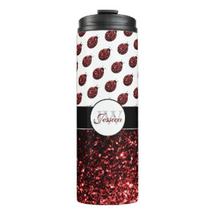 Dunkelroter Marienkäfer falscher Glitterfunkel Mon Thermosbecher