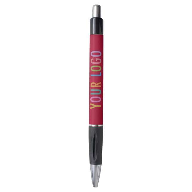 Dunkelroter Pen mit benutzerdefiniertem, schwarzen Kugelschreiber (Vorderseite Vertikal)