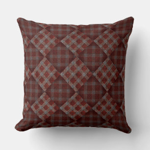 Dunkelroter Tartan-Karo-Mosaik-Wurfkissen Kissen