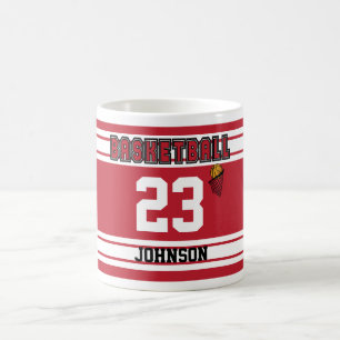 Dunkelroter u. weißer Basketball Jersey Kaffeetasse