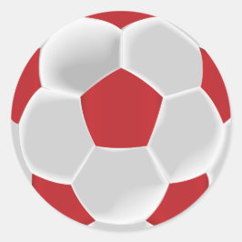 Dunkelroter und weißer Fußballball Runder Aufkleber