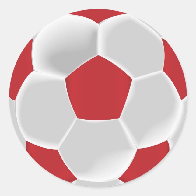 Dunkelroter und weißer Fußballball Runder Aufkleber (Vorderseite)