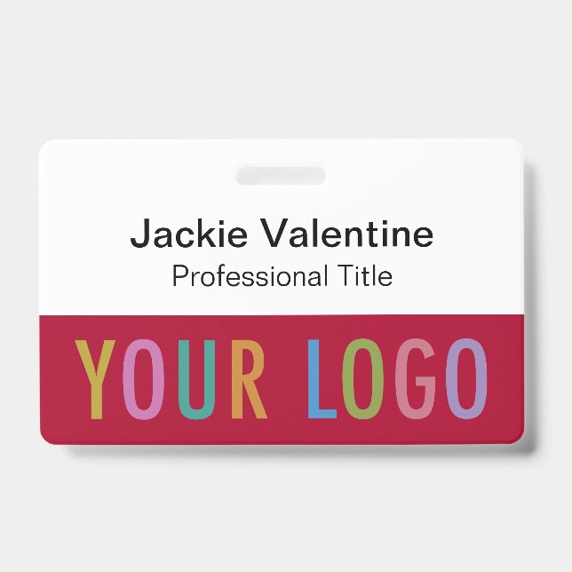 Dunkelrotes Abzeichen mit Logoklammer Lanyard oder Ausweis (Front)