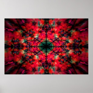 Dunkelrotes Kaleidoskopmuster Poster