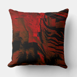 Dunkelrotes Mosaik mit leicht geschnitztem Satin Kissen