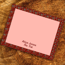 Dunkelrotes Muster braune natürliche Blume Notizblock