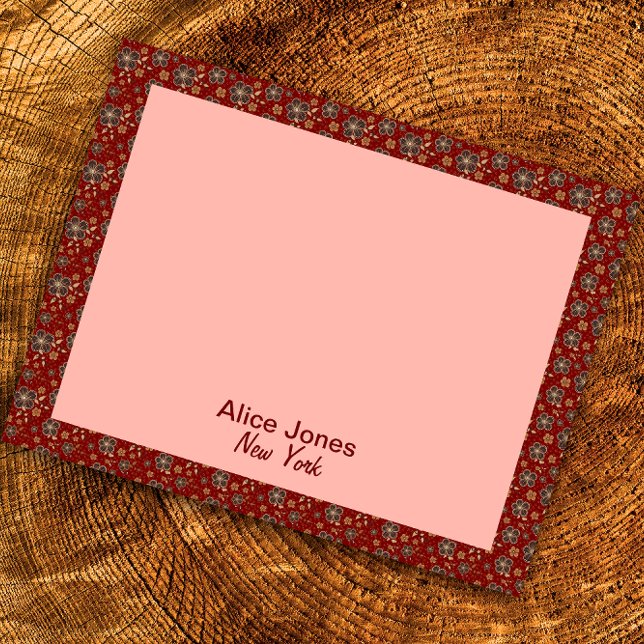 Dunkelrotes Muster braune natürliche Blume Notizblock (Von Creator hochgeladen)