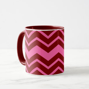 Dunkelrotes Rosa Chevron-Zickzack-Design  Tasse