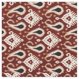 Dunkelrotes Stammes- Muster Taupe-Browns Ikat Stoff