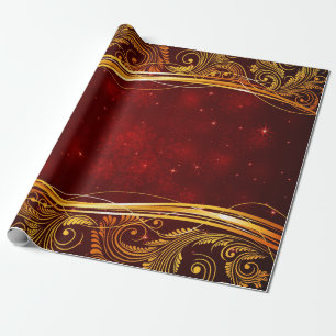 Dunkelrotes und Goldweihnachten Geschenkpapier