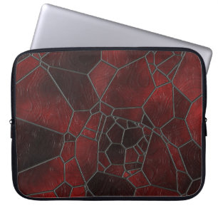 Dunkelrotes und rotes Mosaikglas Laptopschutzhülle