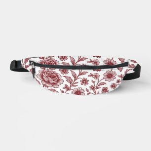 Dunkelrotes Vintage-Rosenmuster Bauchtasche