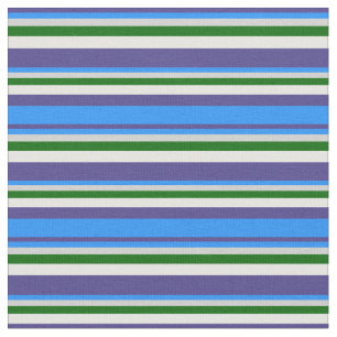 Dunkelschiefer Blau, Blau, Grau, Grün & Minze Crem Stoff