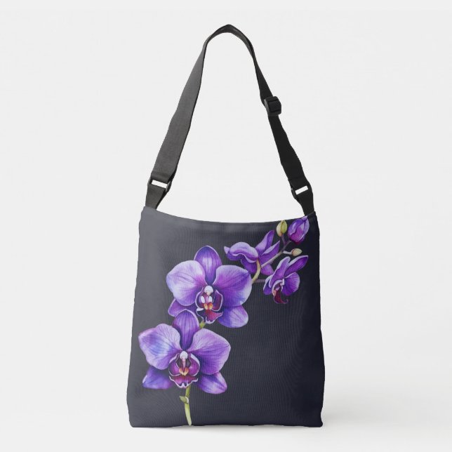 Dunkelschiefer grau, Lila Orchid Cross Body Tasche (Vorderseite)