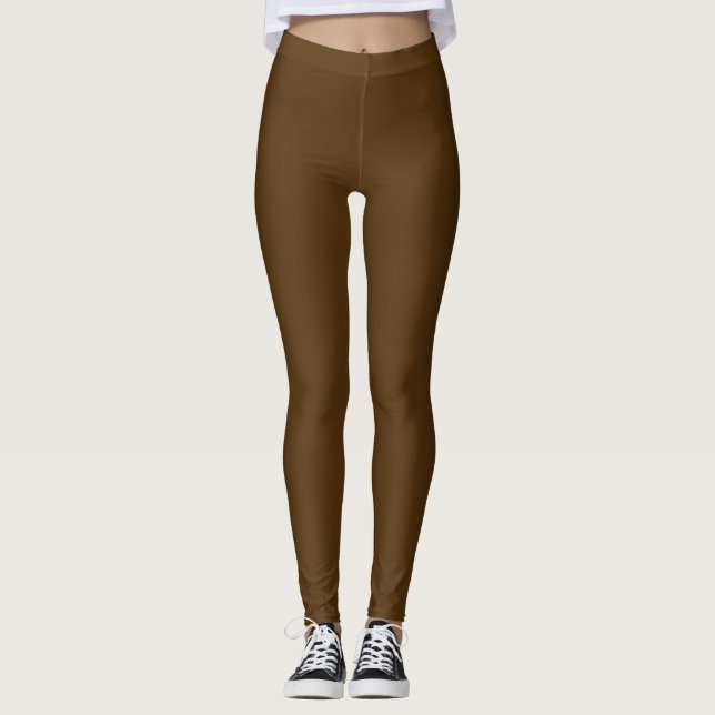 Dunkelschokoladenbraun in fester Farbe Leggings (Vorderseite)
