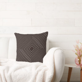 Dunkelschokoladenbraun Nested White Squares Tribal Kissen