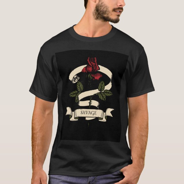Dunkelschwarzer T - Shirt mit Design für Männer (Vorderseite)