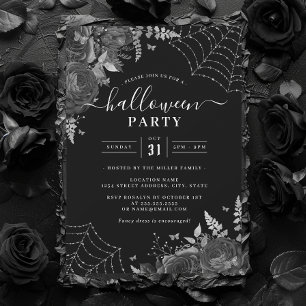 Dunkelspitzflorales Halloween-Party Einladung