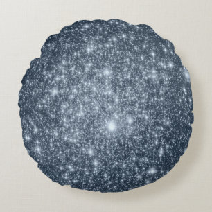Dunkelstahlblaue Sterne Runde Kissen