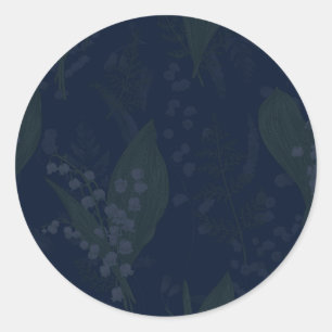 Dunkelste blaue Lilie des Tals mit Grün Runder Aufkleber