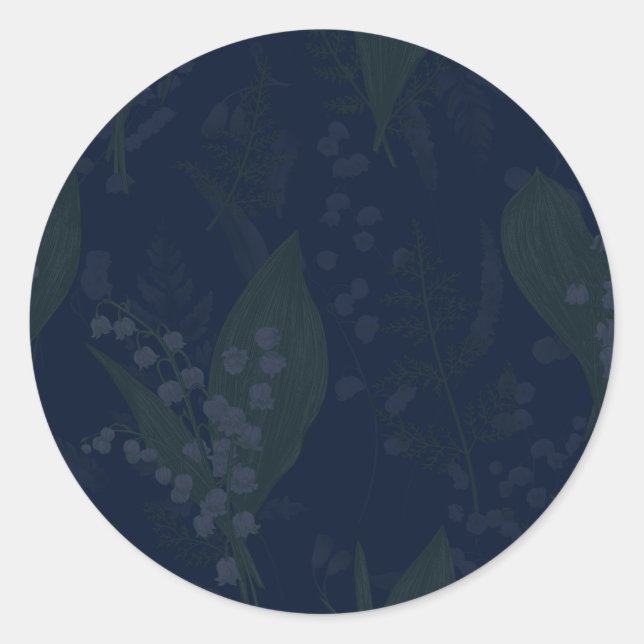 Dunkelste blaue Lilie des Tals mit Grün Runder Aufkleber (Vorderseite)