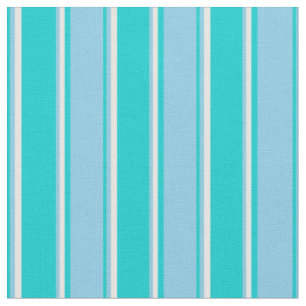 Dunkeltürkis, Sky Blue und weiße farbige Linien Stoff
