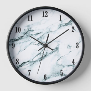 Dunkeltürkisfarbener Venenmarmor mit schwarzen Zah Uhr