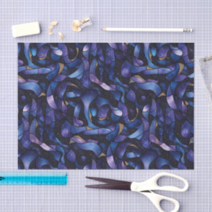Dunkelviolett Blaugold Wirbel Wasserfarben-Mosaik  Seidenpapier