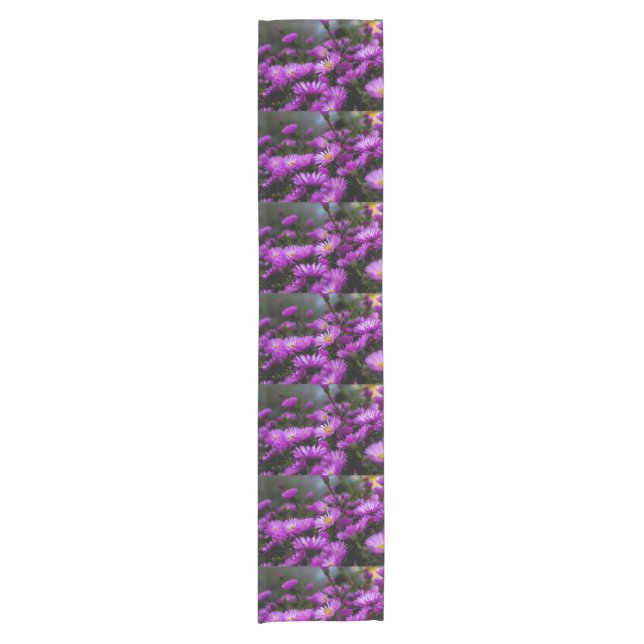 Dunkelviolett-Blume Kurzer Tischläufer (Vorderseite)