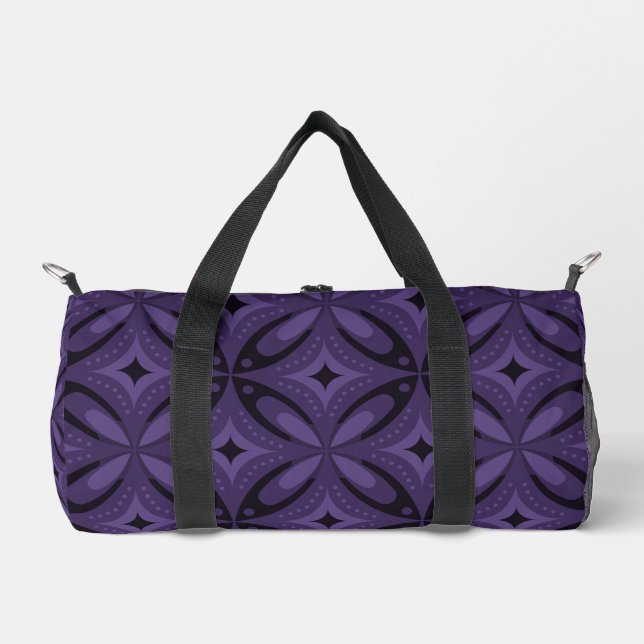 Dunkelviolett gefärbtes Retro-Muster Duffle Bag (Vorderseite)