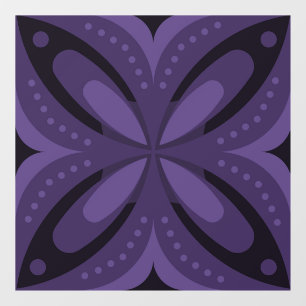 Dunkelviolett gefärbtes Retro-Muster Fensteraufkleber