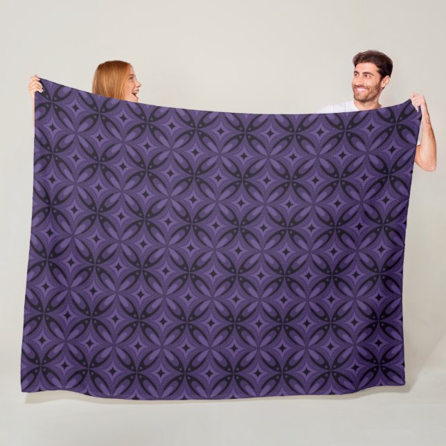 Dunkelviolett gefärbtes Retro-Muster Fleecedecke (Beispiel)