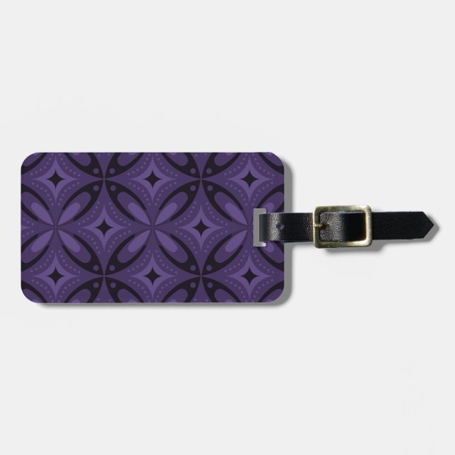 Dunkelviolett gefärbtes Retro-Muster Gepäckanhänger (Vorderseite horizontal)
