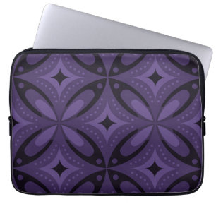 Dunkelviolett gefärbtes Retro-Muster Laptopschutzhülle