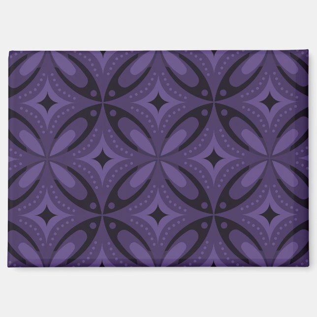 Dunkelviolett gefärbtes Retro-Muster Magnet (Vorderseite)