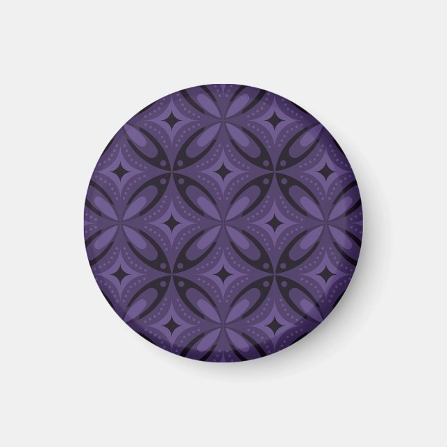 Dunkelviolett gefärbtes Retro-Muster Magnet (Vorne)