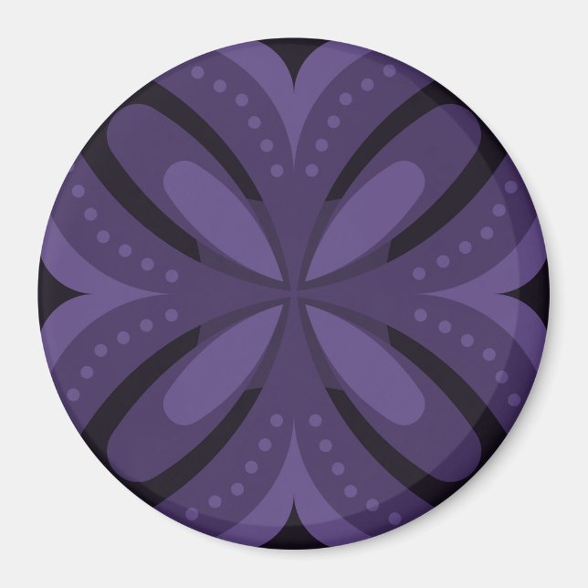 Dunkelviolett gefärbtes Retro-Muster Magnet (Vorne)